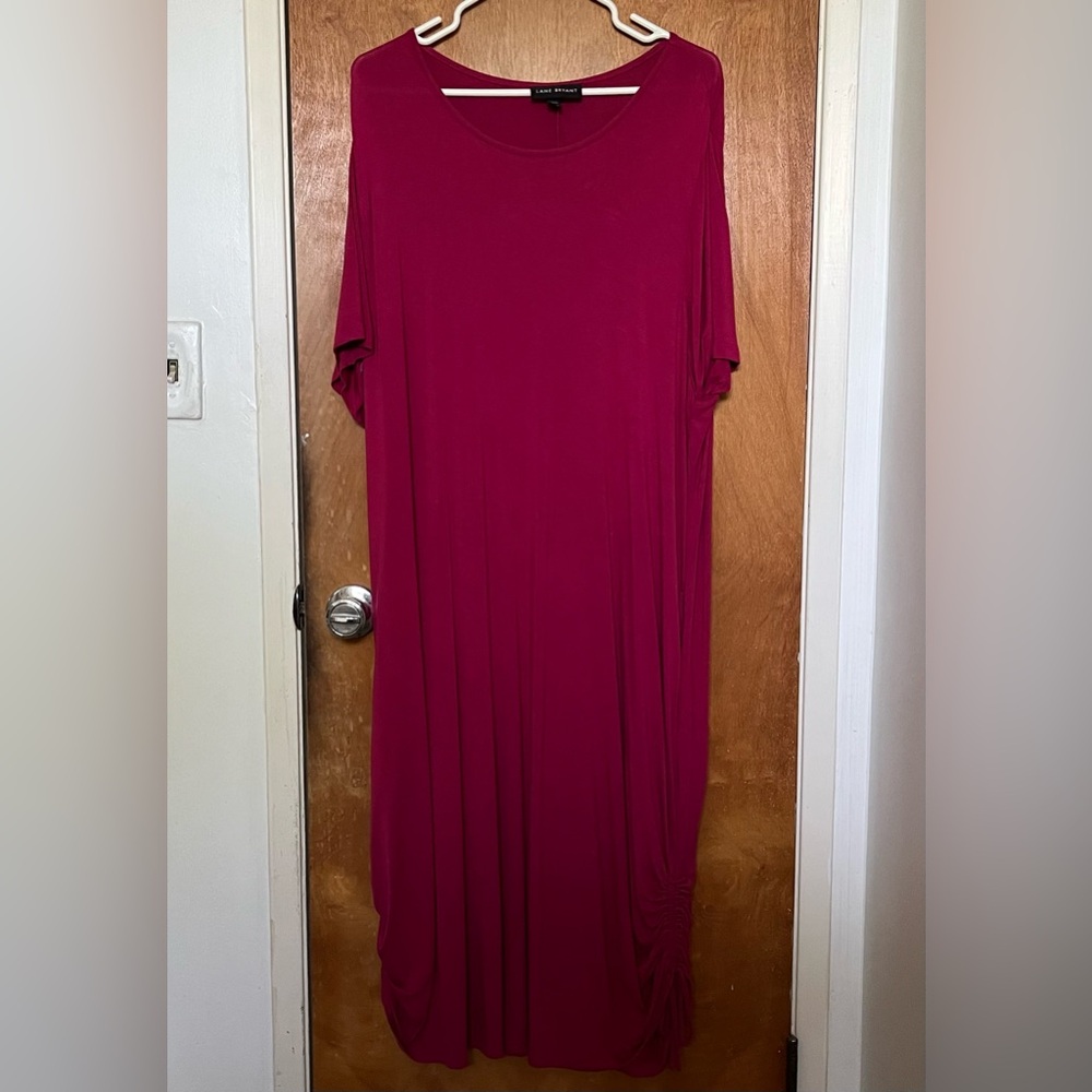 Lane Bryant deep pink bottom cinch side ties maxi dress 22/24